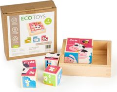 EcoToys fakockák Állatok, 8 kocka, 8 kocka