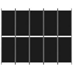 shumee 5 paneles fekete szövet térelválasztó 250x200 cm