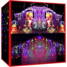 Malatec Újévi függöny lámpák 300 LED RGB színes 12m - 8 funkciós
