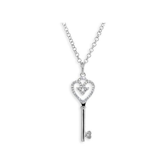 Modesi Ezüst nyaklánc cirkónia kővel díszített kulcs medállal M41044