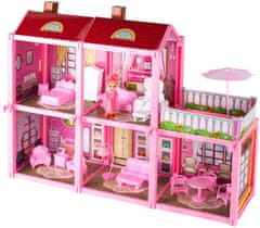 WOWO Villa babaház bútorkészlettel, rózsaszín, 44 cm