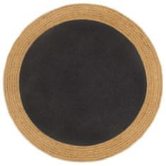 Greatstore fekete és természetes színű fonott juta-pamut kisszőnyeg 120 cm