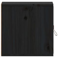Greatstore 2 db fekete tömör fenyőfa faliszekrény 31,5 x 30 x 30 cm