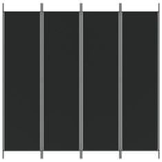 shumee 4 paneles fekete szövet térelválasztó 200 x 200 cm