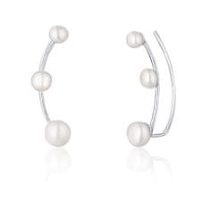 JwL Luxury Pearls Hosszú ezüst fülbevaló folyami gyöngyökkel JL0794