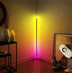 aptel LED RGB fém sarok állólámpa 140cm + távirányító