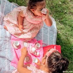 Tidlo piknik edények rózsaszín kosárban