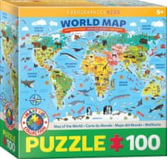 EuroGraphics Puzzle illusztrált világtérkép 100 darab