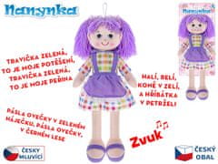 Nanynka baba lila 50 cm-es lágy test elemmel csehül beszél és énekel