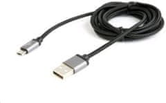 CABLEXPERT USB A hím/Mikro USB hím 2.0 kábel, 1,8 m, fonott, fekete, buborékcsomagolásban
