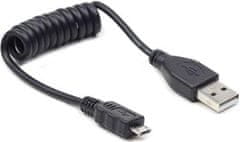 GEMBIRD USB A Hím/Mikro B Hím 2.0 kábel, 60cm, Fekete, csavart, sodrott