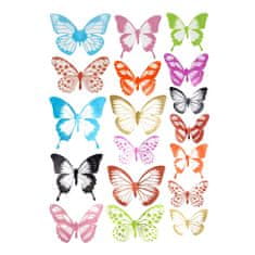 Northix 18x 3D dekoratív pillangók - többszínű 