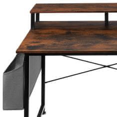 tectake Íróasztal polccal és szövet táskával - Ipari sötét fa, 120 cm