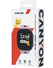 Canyon okosóra Sandy KW-34 PINK/GREY,1.44", Nano SIM, SOS gomb, GPS+LBS, kamera, hívás, peremkerület