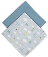 Canpol babies BONJOUR PARIS muszlin pelenka, 2 db, 70x70 cm, kék