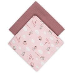 Canpol babies BONJOUR PARIS muszlin pelenka, 2 db, 70x70 cm, rózsaszín