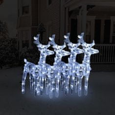 shumee 4 db akril karácsonyi rénszarvas 160 hideg fehér LED-del