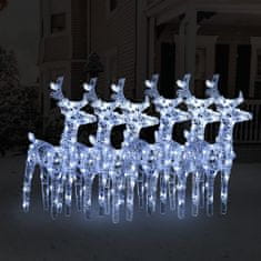 shumee 6 db akril karácsonyi rénszarvas 240 hideg fehér LED-del