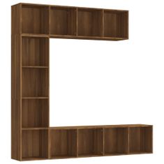 shumee 3-részes barna tölgyszínű fa könyv/TV-szekrény 180x30x180 cm