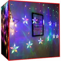 Malatec Újévi fényfüggöny 108 LED RGB színes 2,5m csillagok 8 funkció