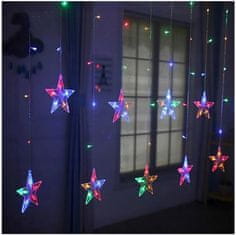 Malatec Újévi fényfüggöny 108 LED RGB színes 2,5m csillagok 8 funkció
