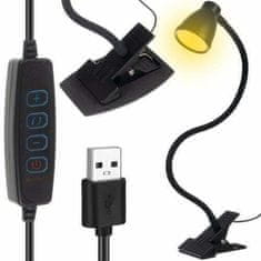 Malatec USB 24 LED mozgatható asztali lámpa 3 fénymód halvány. fekete