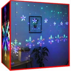 Malatec Újévi fényfüggöny 138 LED RGB többszínű 2,5 m-es hópelyhek 8 funkció