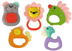 Lean-toys Csörgő doboz készlet Oroszlán medve rágók 5 darab színes