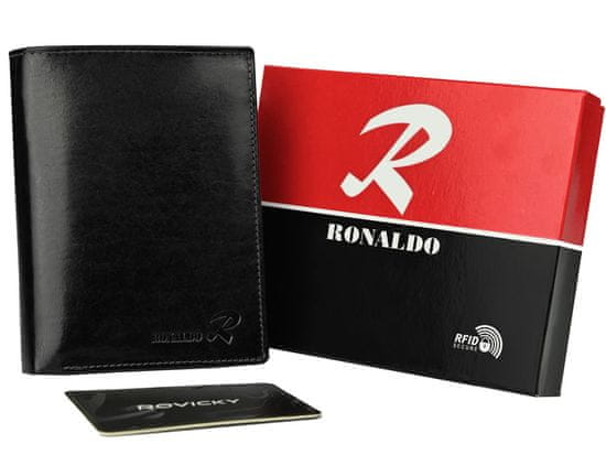 RONALDO Férfi bőr pénztárca biztonsággal RFID Genova fekete, piros