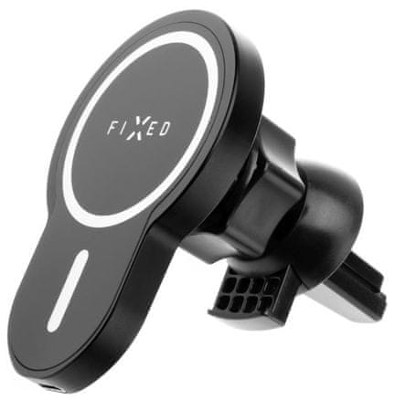 FIXED MagClick vezeték nélküli töltőtartó MagSafe rögzítési támogatással, 15 W, FIXMCLI-BK, fekete az autó szellőzőrácsa