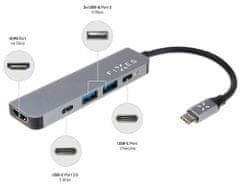 FIXED 5 portos alumínium USB-C Mini HUB laptopokhoz és táblagépekhez, FIXHU-MN-GR szürke