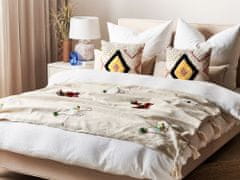 Beliani Bézs és barna pamut ágytakaró 130 x 180 cm DEOGHAR