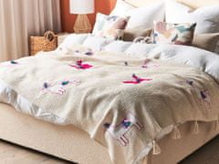 Beliani Bézs és rózsaszín pamut ágytakaró 130 x 180 cm NANDYAL