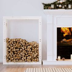 Greatstore fehér tömör fenyőfa tűzifatartó állvány 80 x 25 x 100 cm