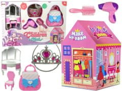 Lean-toys Princess sátor gyerekeknek szépségszalon rózsaszín kiegészítők korona