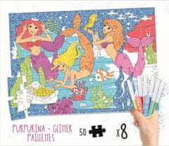 EDUCA Színező puzzle Sellők 50 darab filctollal