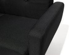 Beliani Háromszemélyes fekete kárpitozott kanapéágy FLORLI