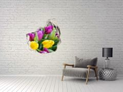 Wallmuralia.hu 3d fali matrica lyuk a falban Színes tulipán 75x75 cm