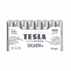 Tesla Batteries AAA SILVER+ alkáli mikroceruza elemek, 24 db