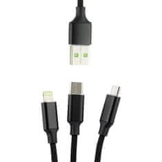 Northix 3 az 1-ben Micro-USB, Type-C, Lightning-USB 1,2 m - fekete 