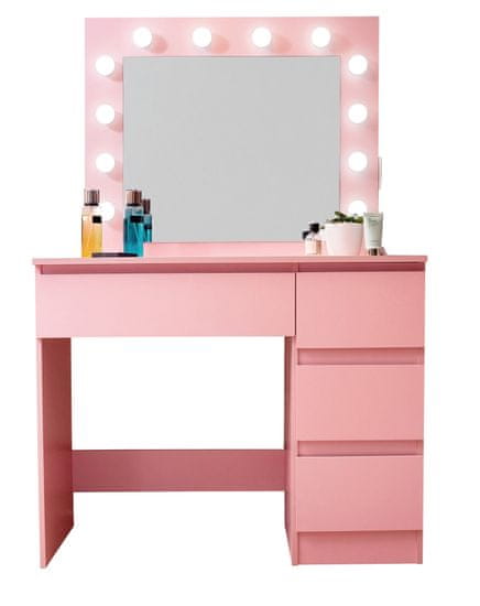 Aga Fésülködőasztal tükörrel, világítással és el.rózsaszín konnektor