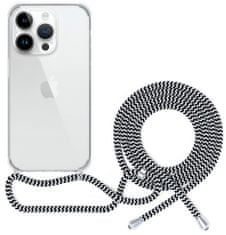 EPICO Átlátszó védőtok zsinórral iPhone 14 Pro készülékhez - fekete-fehér, 69310101000021