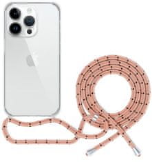 EPICO Átlátszó védőtok zsinórral iPhone 14 Pro készülékhez - rózsaszín, 69310102300004