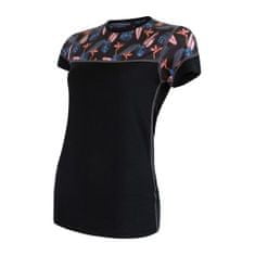 Sensor Női rövid póló MERINO IMPRESS fekete/virágos - M