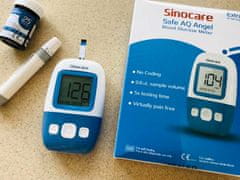 Sinocare glükométer Safe AQ Angel, 25 csík, 25 lantszetta, mintavevő toll, tasak