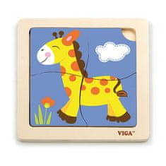 Viga Fa puzzle gyerekeknek 4 darab zsiráf