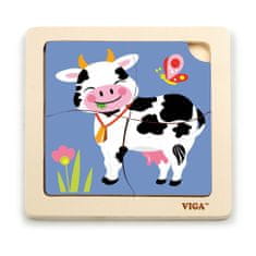 Viga Fa puzzle gyerekeknek 4 darab Cow