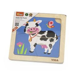 Viga Fa puzzle gyerekeknek 4 darab Cow