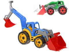Traktor/rakodó/vödör 2 vödörrel műanyag szabadon futó 2 színű hálóban
