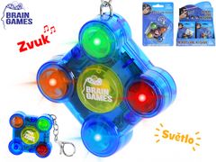 Brain games Agyjátékok 5x5 cm-es elemmel működtethető kulcskarika/emlékező játék fénnyel és hanggal - színkeverék (kék, fekete, fehér)